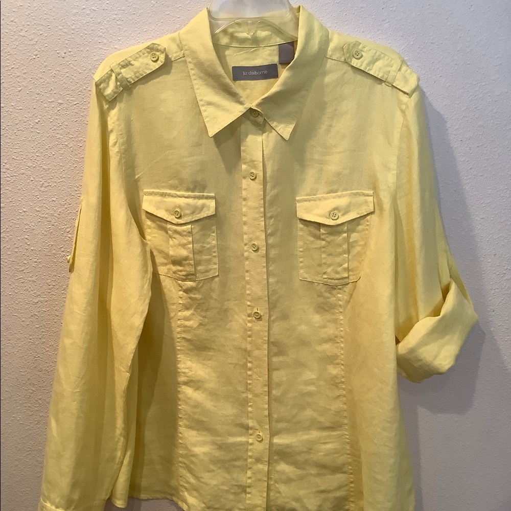 Liz Claiborne Women's Linen Button Down Top